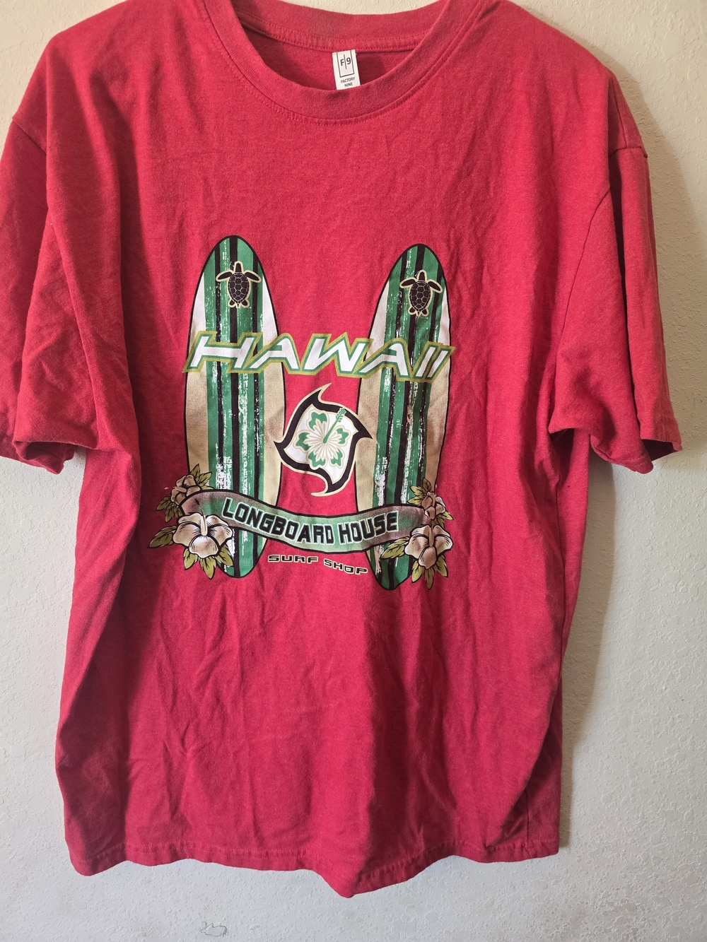 Hawaii Longboard House Graphic Tee - Red